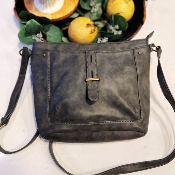 B.O.C Gray Vegan Leather Crossbody Bag - Picture 1 of 6